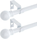 2 Pack White Curtain Rods for windows 66 to 120 in - Heavy Duty