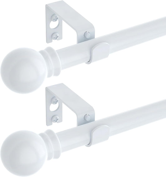 2 Pack White Curtain Rods for Windows 66 to 120 Inch Heavy Duty