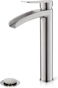 Phiestina Brushed Nickel Tall Bathroom Vessel Sink Faucet - Waterfall