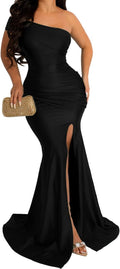 A ADILACA Off Shoulder High Split Long Formal Party Maxi Dress Dresses