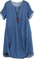 Minibee Ruffle Oversize Casual Midi Dress with Pockets - Breezy Linen