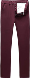MOGU Mens Slim Fit Front Flat Casual Pants - Wrinkle Resistant Men's