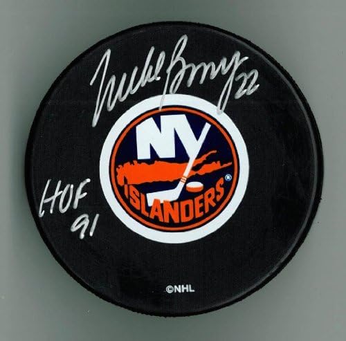 Mike Bossy Autographed Islanders Puck with HOF #4 - Unique Collectible