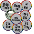 Pronoun Pins Variety Pack - 96 Small 1.25ft Pinback Buttons - Clear