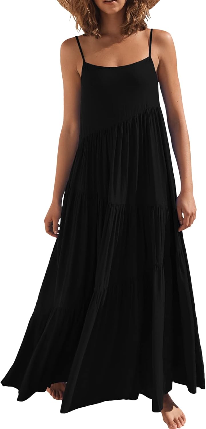 ANRABESS Women Summer Casual Loose Sleeveless Sundress Maxi Dress
