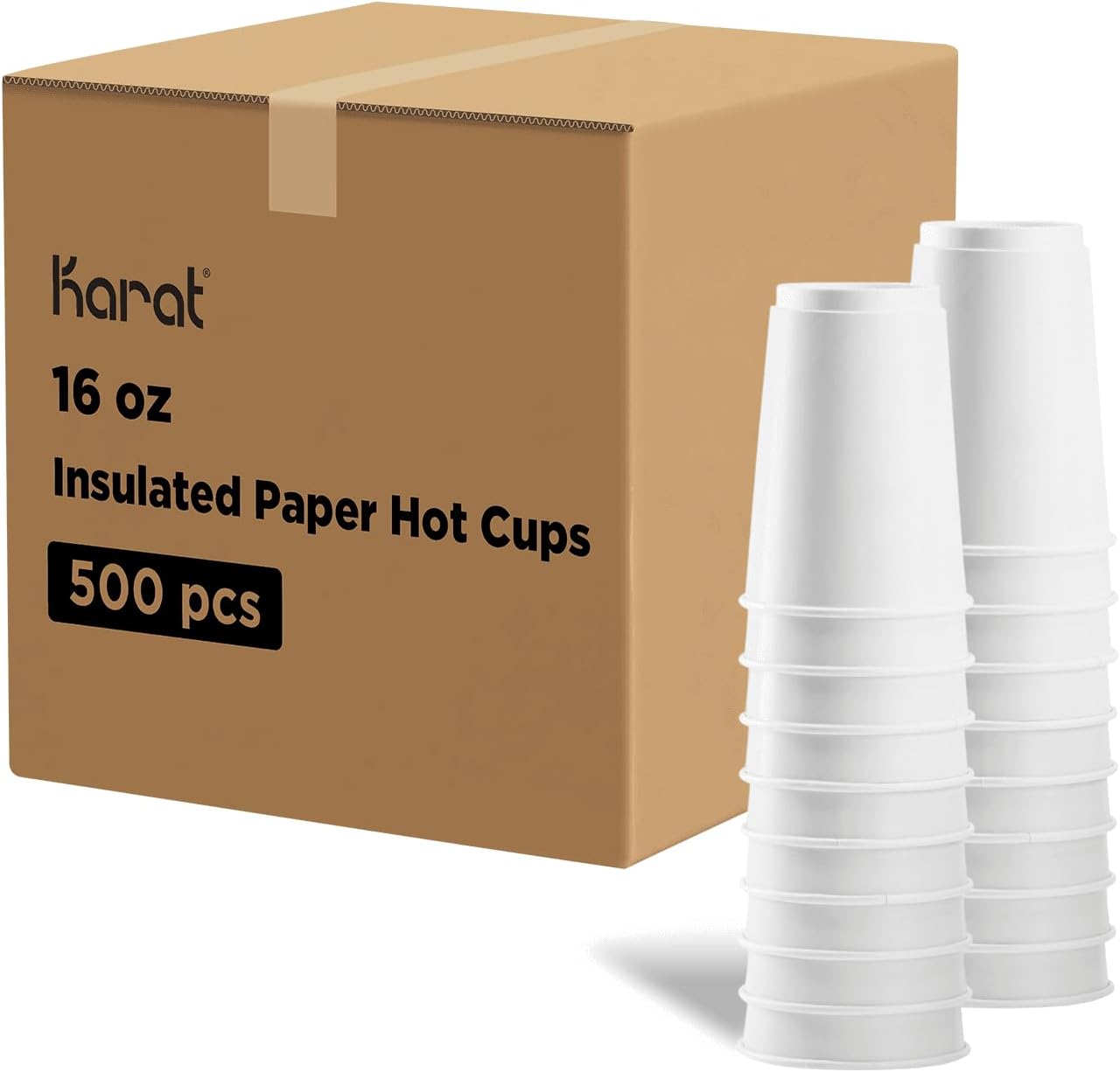 Karat C-KIC516W 16 oz Insulated Paper Hot Cups for Events