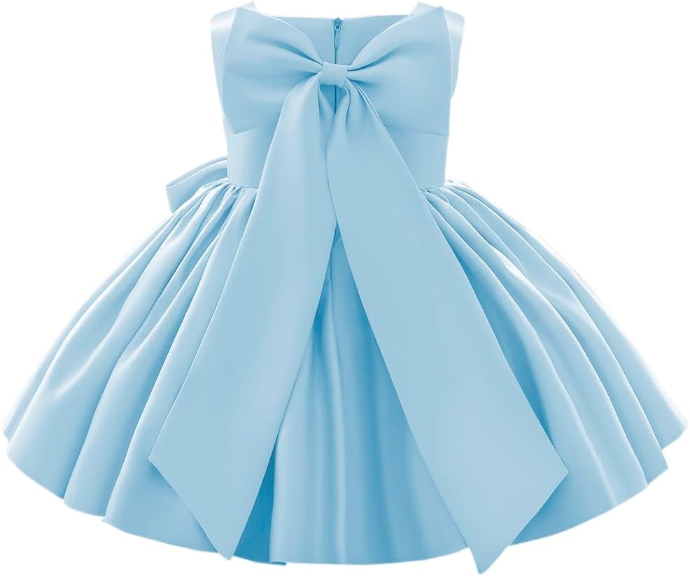 IDOPIP Flower Girl Bowknot Tutu Dress for Kids Birthday Party
