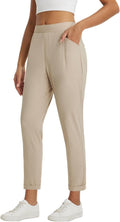 womens travel pants with zipper pockets - stretchy business casual 7/8