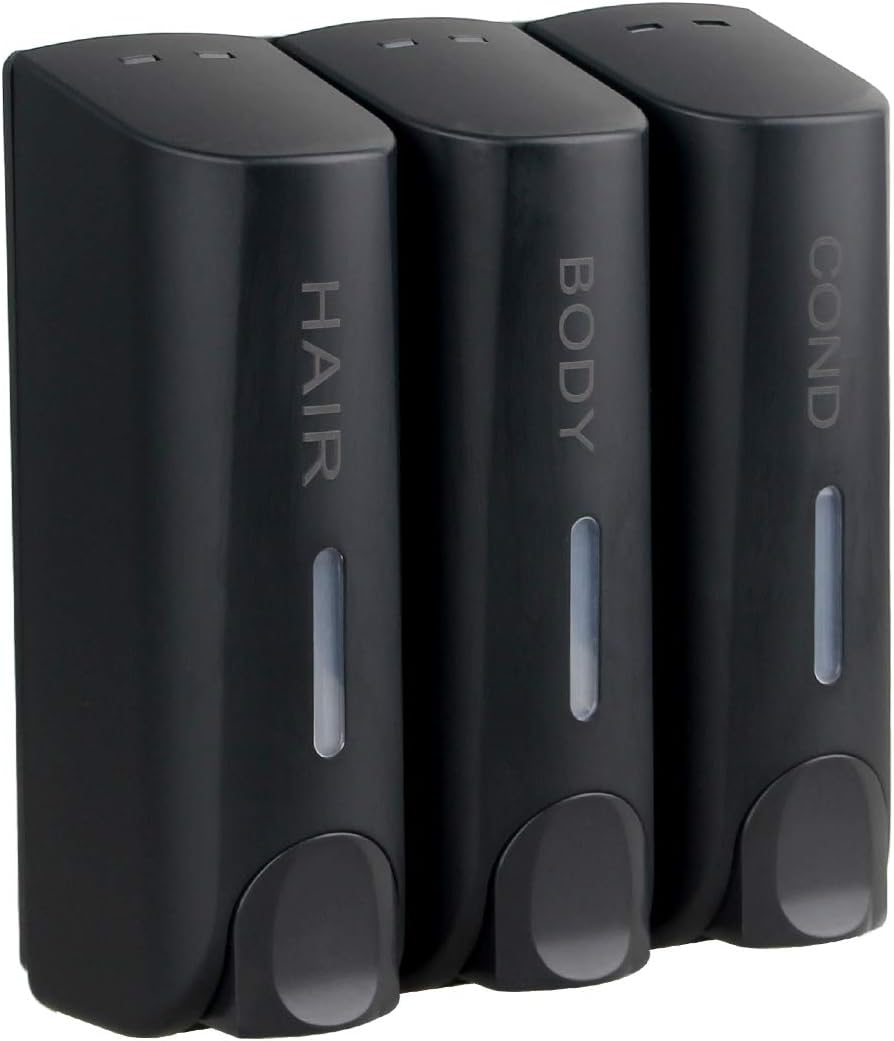 Chamber Trio Wall Mounted Dispenser Set, No Drill, Black
