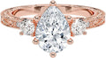1-3 CT Moissanite Engagement Ring Pear VVS1 - Art Deco Three Stone