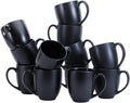 Basics Matte Black Ceramic Coffee Mugs Set, 16 oz, Microwave-Safe