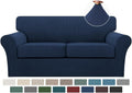 Turquoize 3 Piece Sofa Covers for 2 Cushion Couch Slipcover - Navy