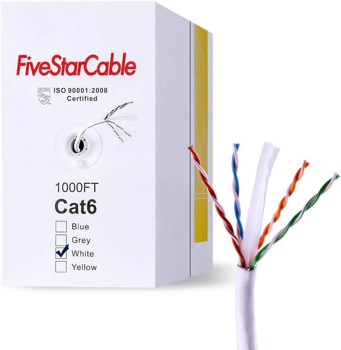 Five Star Cable Cat6 1000 Ft UTP Bulk LAN Internet Wire