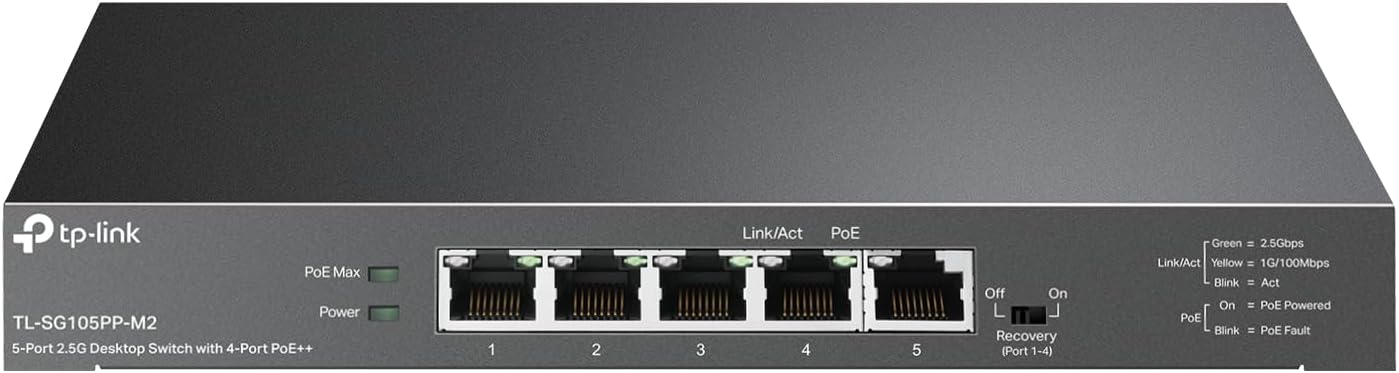 TP-Link TL-SG105PP-M2 5 Port 2.5 Gigabit Switch for Fast Networking