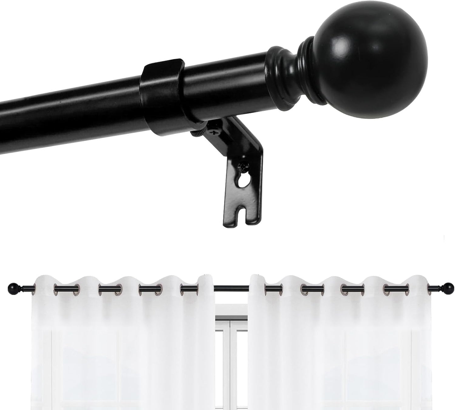 Adjustable Black Curtain Rods 66-120 Inches - Versatile Window & Door Decoration
