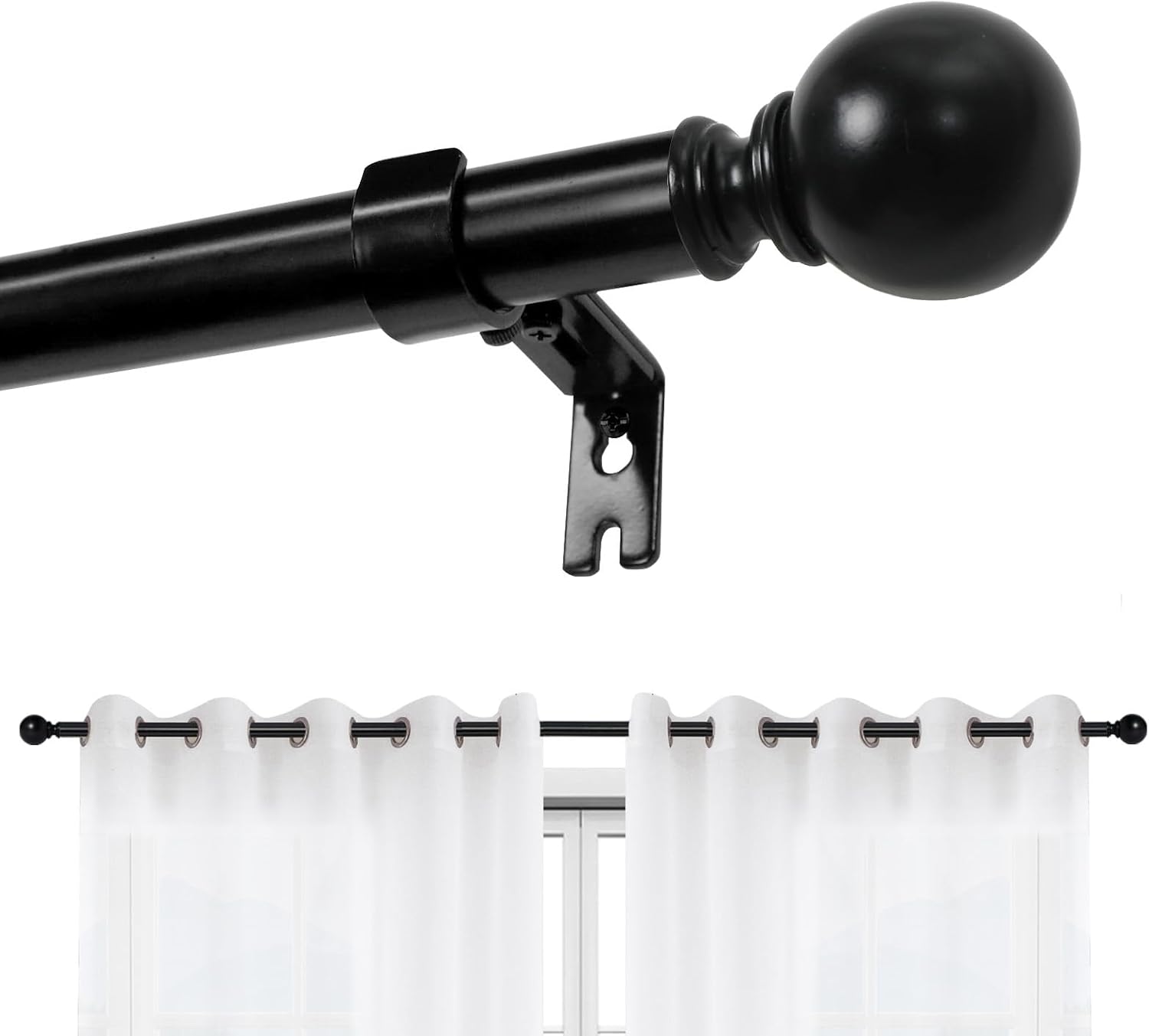 Adjustable Black Curtain Rods 66-120 Inches - Versatile Window & Door Decoration