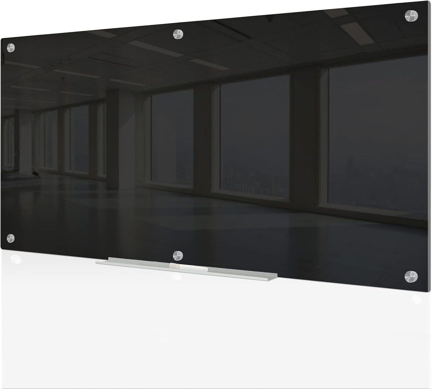 Magnetic Black Glass Whiteboard 6ft x 3ft for Office and Home
