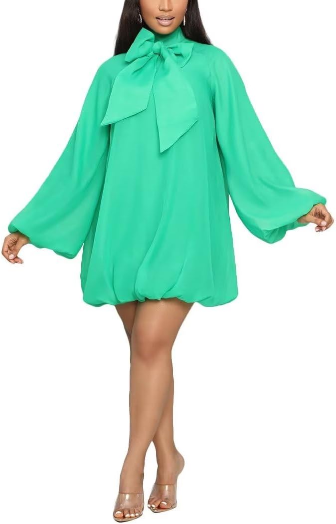 Yanfoam Women's Puff Long Sleeve Sweetheart Dress for Parties
