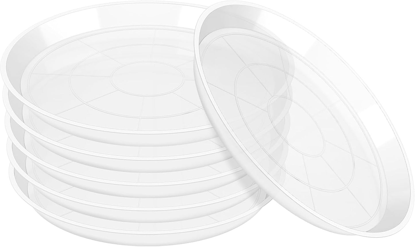 18 Inch Plant Saucer Pot Tray - 6 Pack Clear Plastic Dish