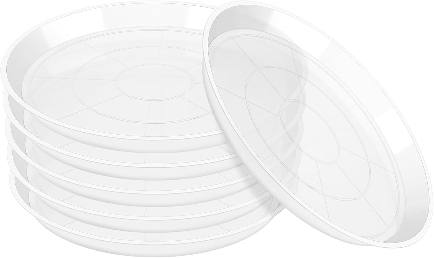18 Inch Plant Saucer Pot Tray - 6 Pack Clear Plastic Dish