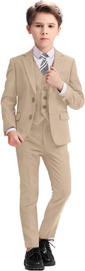Boys Suits 5 Piece Slim Fit Suit for Kids Size 12 - Classic Khaki