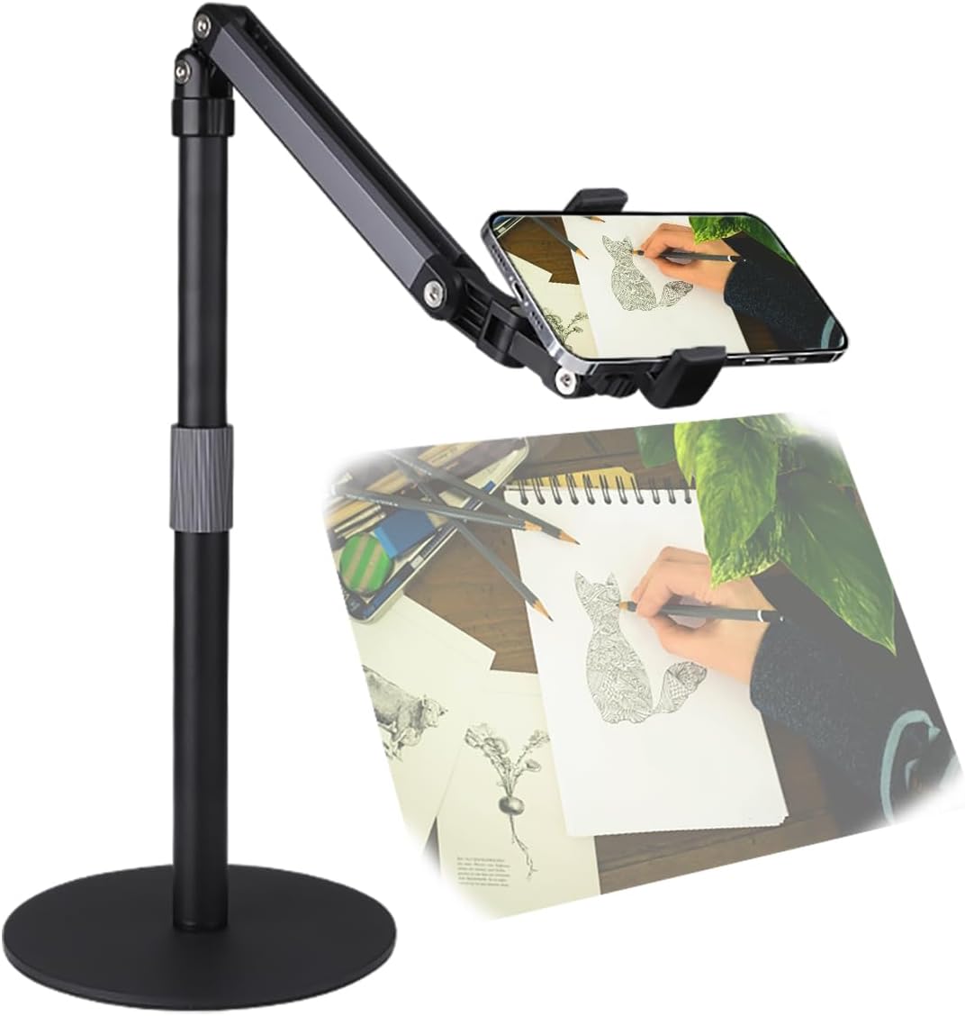 Heavy Duty Overhead Phone Stand for Desk Video Recording