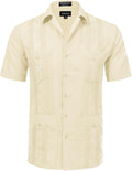 Allsense Men's Short-Sleeve Cuban Guayabera Shirt - Lightweight