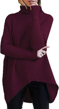Caracilia Womens Turtleneck Long Sleeve Sweater Irregular Hem Casual
