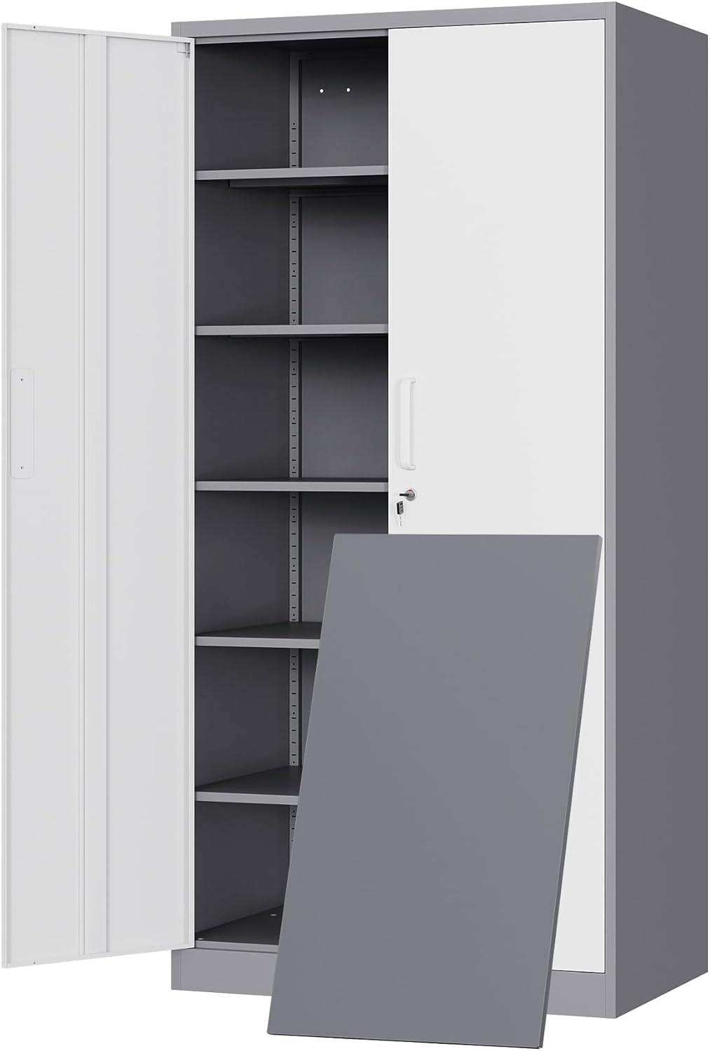 Yizosh Metal Storage Cabinet with Locking Doors and Adjustable Shelves