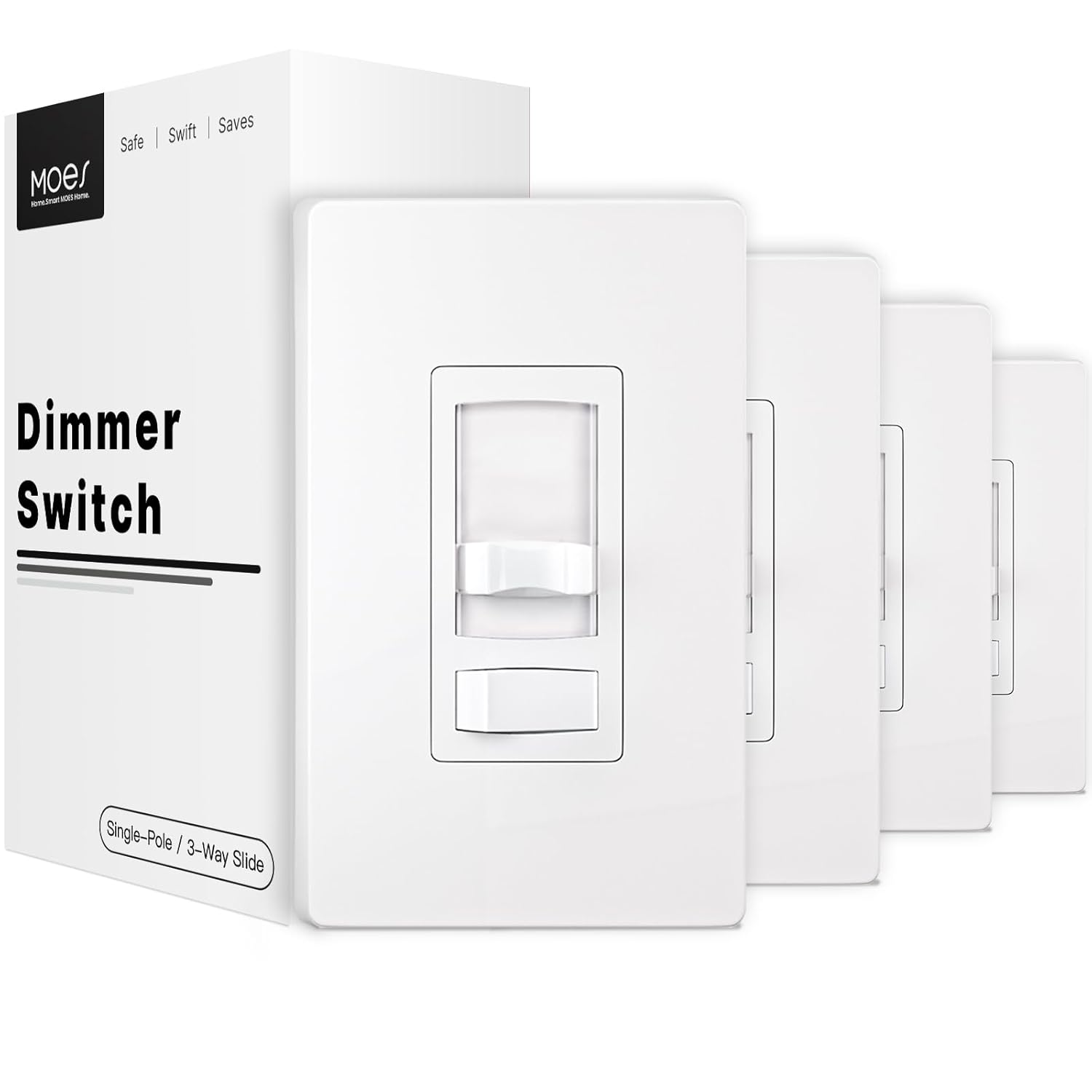 MOES Dimmer Light Switch 4 Pack for LED, CFL, and Incandescent