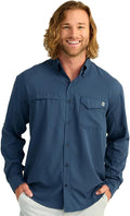 HUK Mens Tide Point Solid Long Sleeve Shirt - UPF 30+ Performance