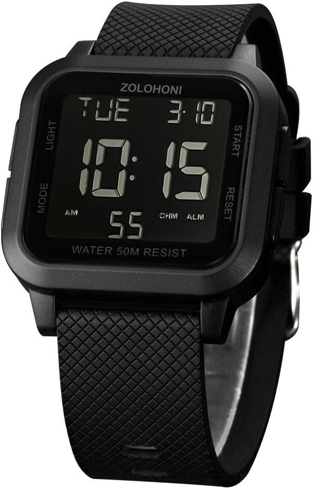 Waterproof LED Men's Watch - Big Numbers, Alarm, Stopwatch