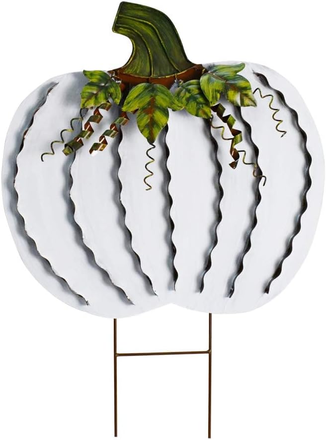 26H Metal Pumpkin Yard Stake for Fall Decor and Harvest Fun