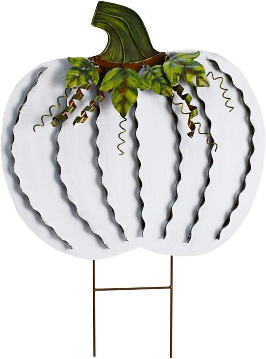 26H Metal Pumpkin Yard Stake for Fall Decor and Harvest Fun