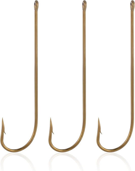100 Pack Dr.Fish Aberdeen Hooks - Extra Long for Live Bait