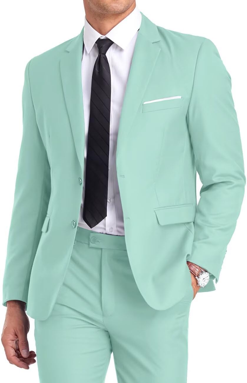 Fxzpiodi Mens Suit Slim Fit 2 Piece Tuxedo for Formal Events