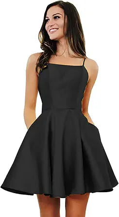 Satin Homecoming Dresses for Teens 2023 with Pockets