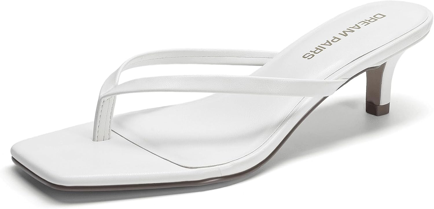 DREAM PAIRS Kitten Heels for Women - Stylish Low Flip Flops