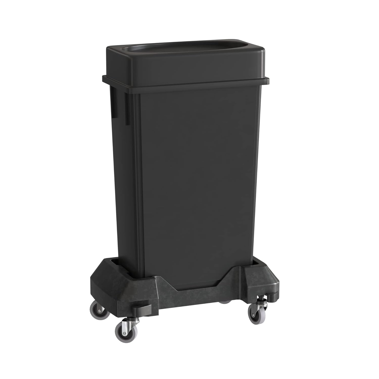 23 Gallon Black Slim Jim Trash Can with Drop Shot Lid for Easy Use