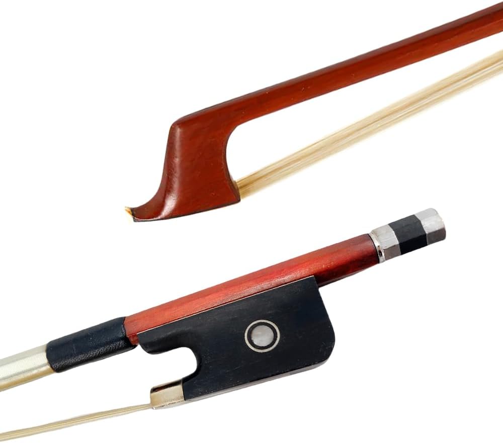 Brazilwood Cello Bow 1/2 with Ebony Frog and Natural Horsehair