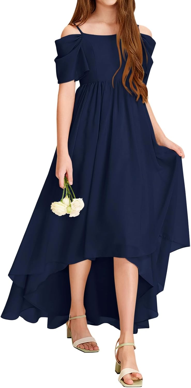 Haloumoning Girls Cold Shoulder Dress for Special Occasions