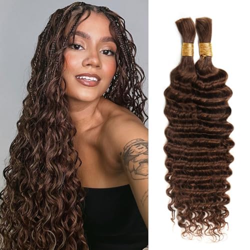 Human Braiding Hair 14Inch Deep Wave Bulk for Bohemian Styles