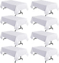 sancua 8 Pack White Tablecloth 60 x 120 in - Stain & Wrinkle Resistant
