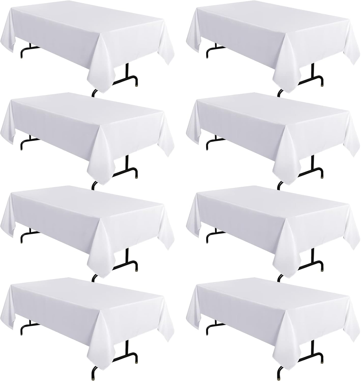 Sancua 8 Pack White Tablecloths for 8 Feet Tables - Durable & Stylish