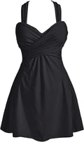 Women's Teal Floral Swimdress One Piece - Flattering Tummy Control