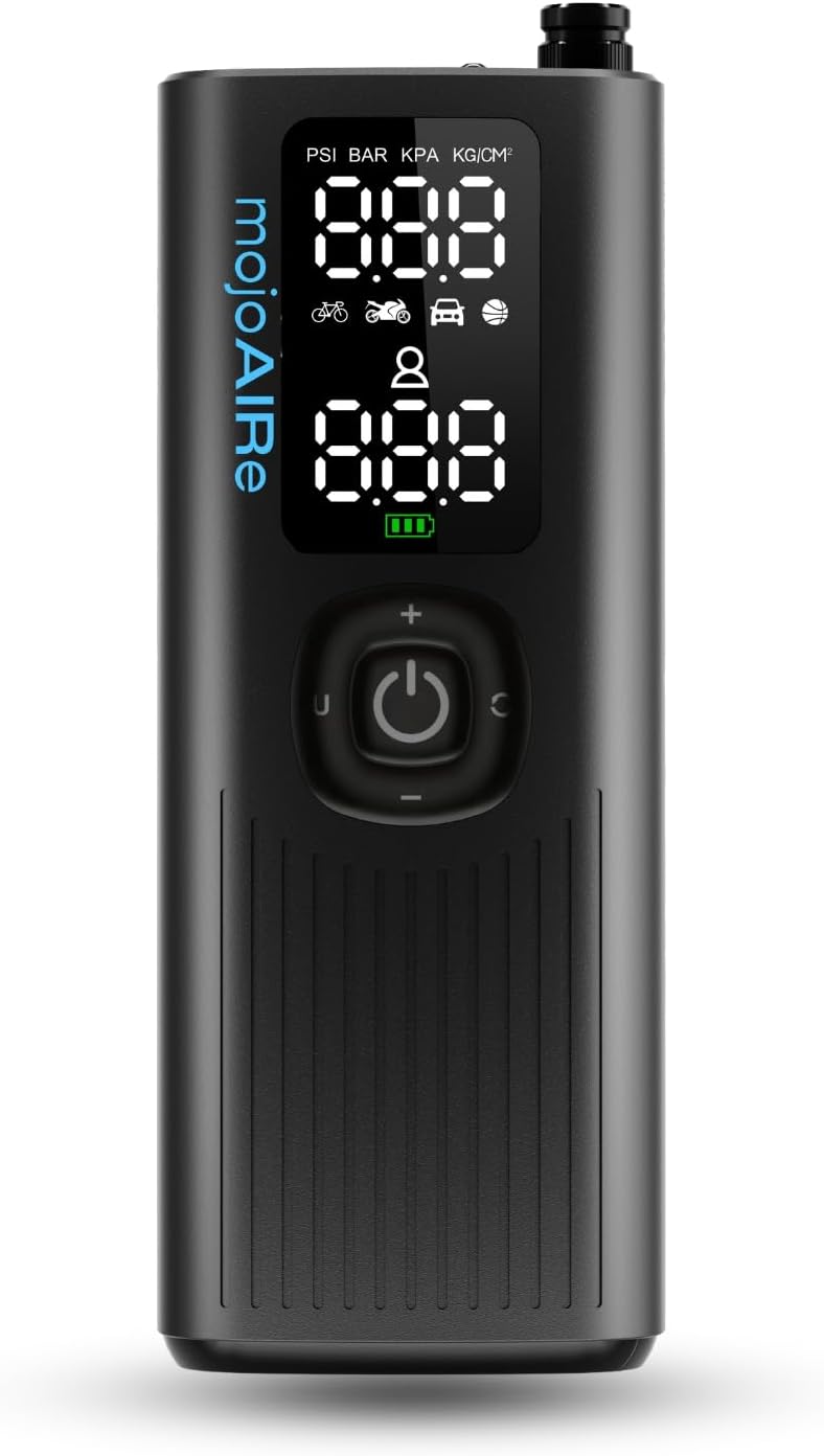 MOJOAIRE Portable Tire Inflator - Instantly Pump & Light Up! 