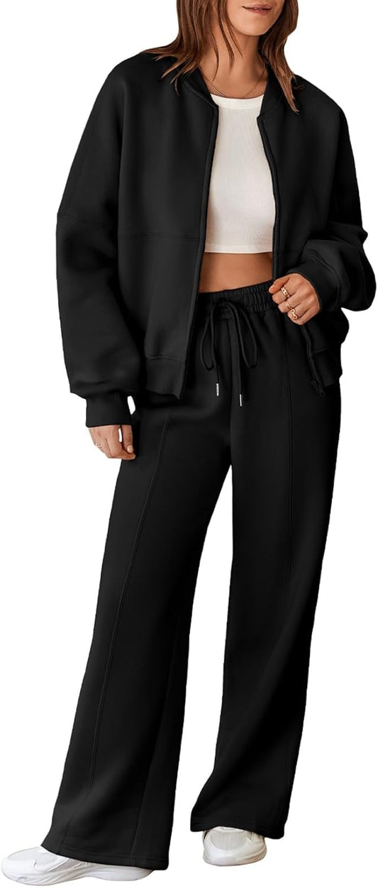 Stylish Oversized Fleece Sweatsuit for Women - 2 Piece Set