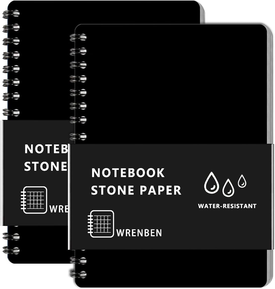 WRENBEN Waterproof Spiral Notebooks - Graph Pattern, All-Weather Notepad for Outdoor Camping