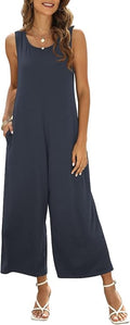 Summer Casual Loose Tank Jumpsuit Romper - Soft, Breathable Comfort