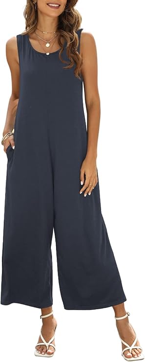 Nfsion Women's Summer Casual Loose Tank Jumpsuit with Pockets